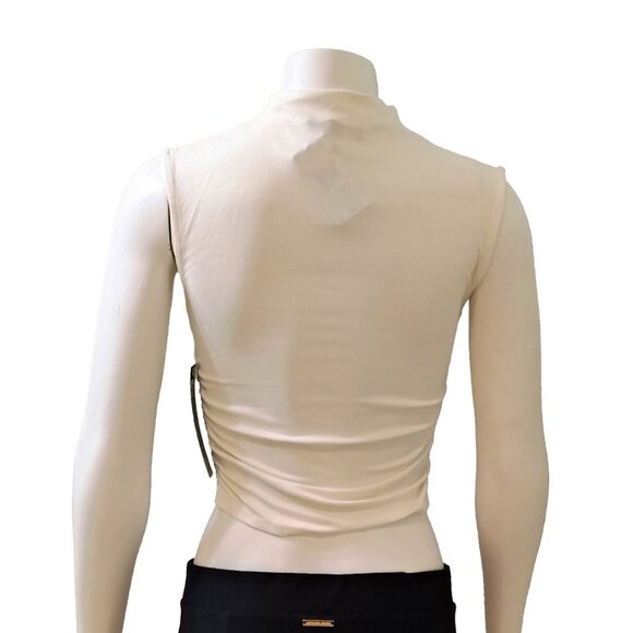 Almost Famous Juniors Funnel Neck Ruched Sleeveless Top - Picture 3 of 6